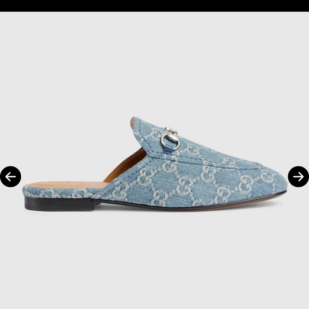 Gucci Blue Monogram Mules - Picture 3 of 3